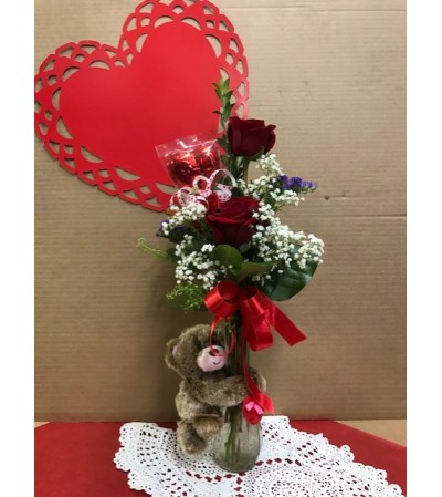 Valentine's Day Bear and Flowers Valentine's Day Bear and Flowers
