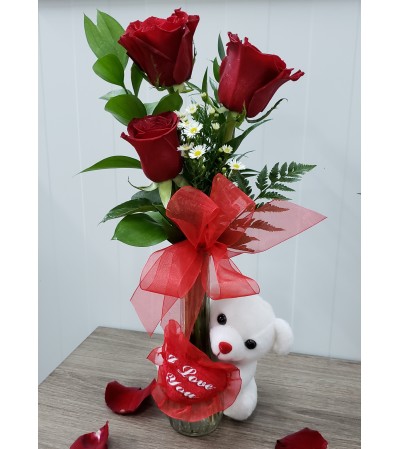 Three Roses Loving Bear Three Roses Loving Bear
