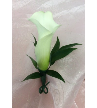 Bout 5 - White mini calla lily with greenery (pick up only) Bout 5 - White mini calla lily with greenery (pick up only)