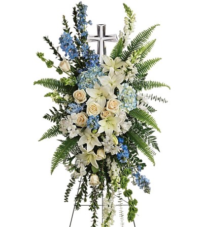 Tender Treasures-Standing Spray with Cross Tender Treasures-Standing Spray with Cross