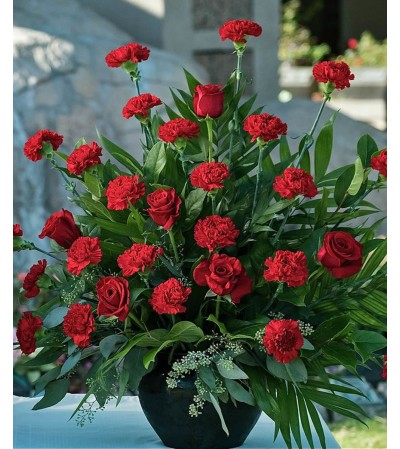 Red Rose & Red Carnation-Large Traditonal Arrangement Red Rose & Red Carnation-Large Traditonal Arrangement