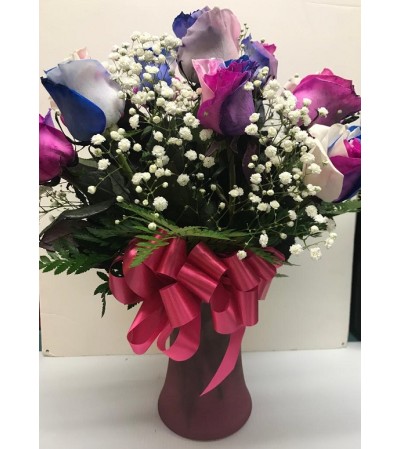 Specialty Roses - One Dozen Colorful Love Arrangement Specialty Roses - One Dozen Colorful Love Arrangement