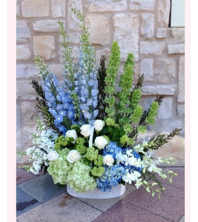 Sympathy Basket in Blue, Green and White Sympathy Basket in Blue, Green and White