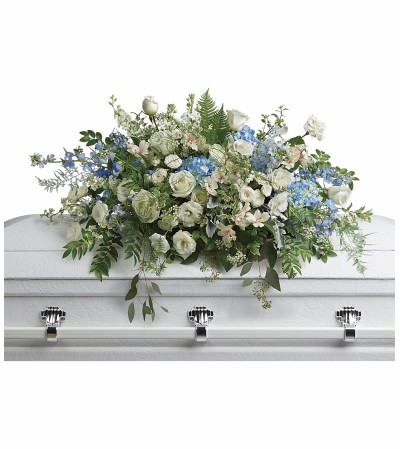 Tender Remembrance Blue Casket Spray Tender Remembrance Blue Casket Spray