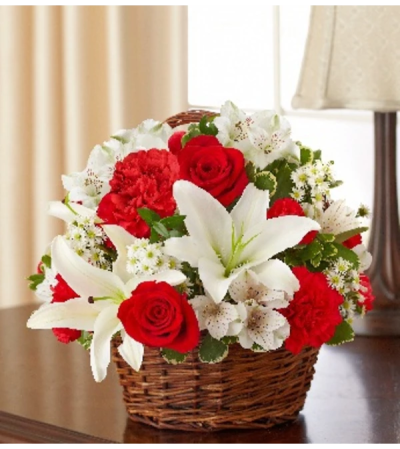 Basket Arrangement-Red & White Basket Arrangement-Red & White