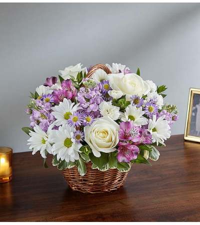 Basket Arrangement-Lavender & White Basket Arrangement-Lavender & White