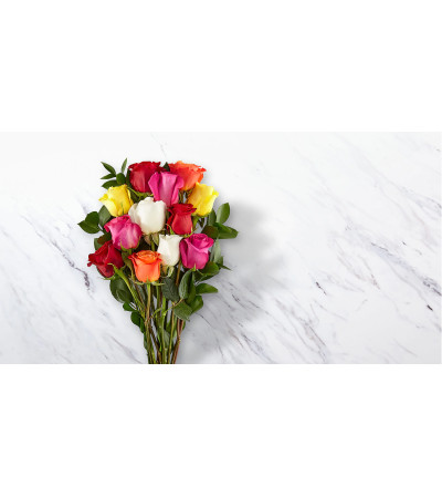 18 Rainbow Rose Wrap - NO VASE 18 Rainbow Rose Wrap - NO VASE