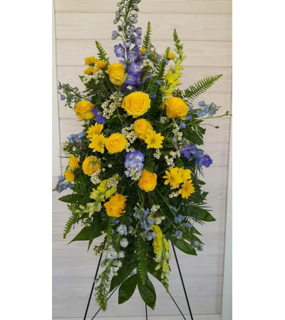 Blue and Yellow Standing Spray Blue and Yellow Standing Spray