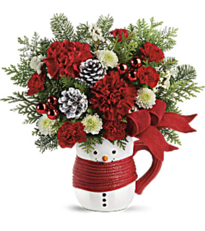 Teleflora Send a Hug Snowman Mug Bouq. Teleflora Send a Hug Snowman Mug Bouq.