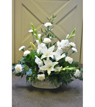 Gladiola White Floor Basket Gladiola White Floor Basket