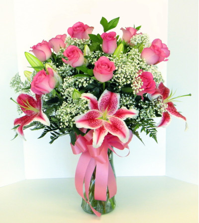 Pink Roses and Pink Lilies Pink Roses and Pink Lilies