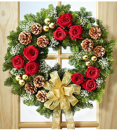 Fresh Evergreen Wreath with Flowers Fresh Evergreen Wreath with Flowers