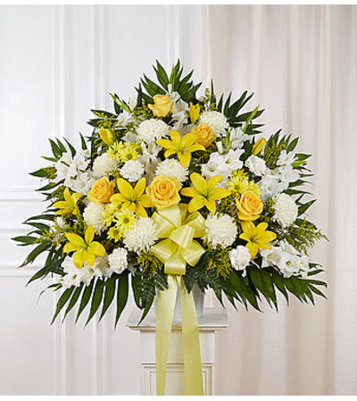 Heartfelt Sympathies™ Yellow Standing Basket Heartfelt Sympathies™ Yellow Standing Basket