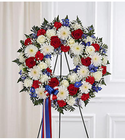 Serene Blessings Red, White & Blue Standing Wreath Serene Blessings Red, White & Blue Standing Wreath