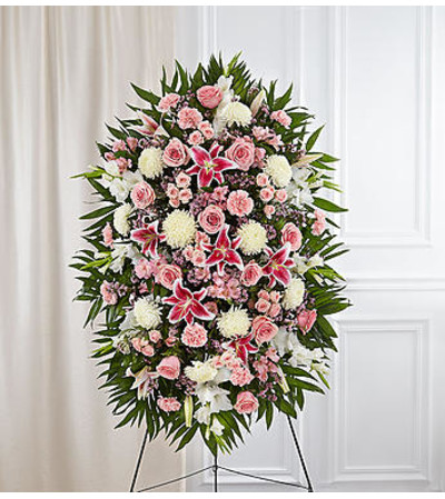 Pink & White Sympathy Standing Spray Pink & White Sympathy Standing Spray