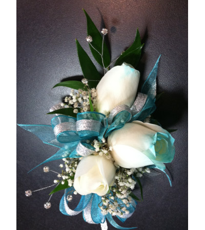 Turquoise Tipped Rose Corsage Turquoise Tipped Rose Corsage