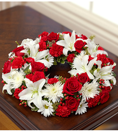 Cremation Wreath - Red and White Cremation Wreath - Red and White