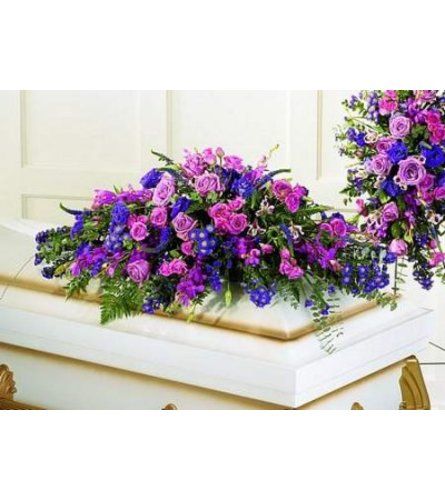 PURPLE AND LAVENDER CASKET COVER