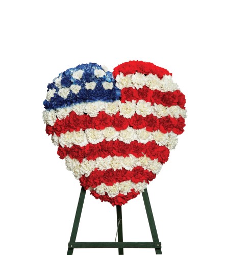 PATRIOTIC HEART STANDING SPRAY FS565