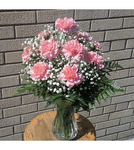 Classic Dozen Carnation Vase - Available In Other Colors