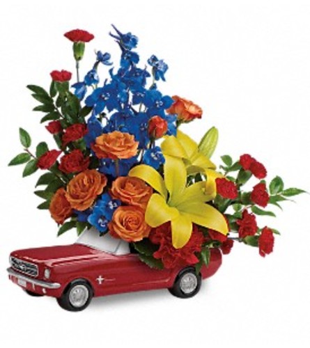 Living The Dream '65 Ford Mustang by Teleflora - Deluxe. An arrangement by Roma James Gifts.