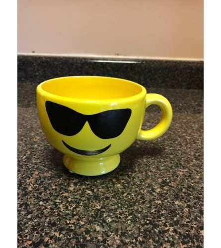 Happy Face Mug with designer choice flower arrangement