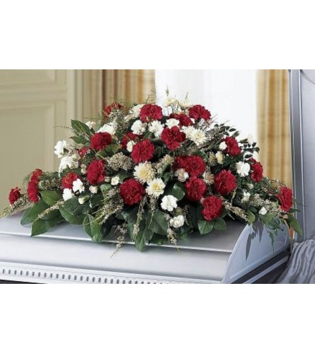 Red & White Casket Spray