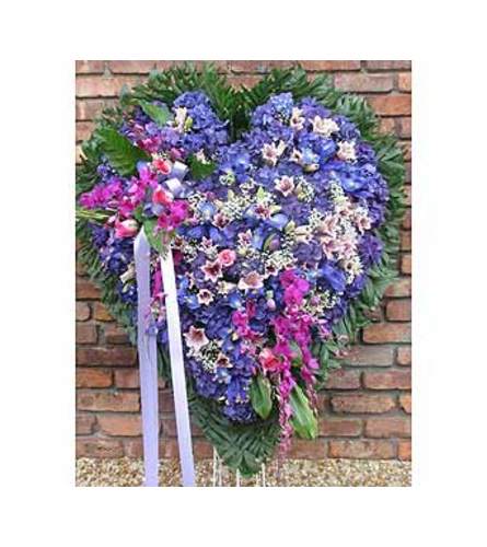 Solid Heart Blue Hydrangea, Blue Iris & Purple Orchids GF-H9