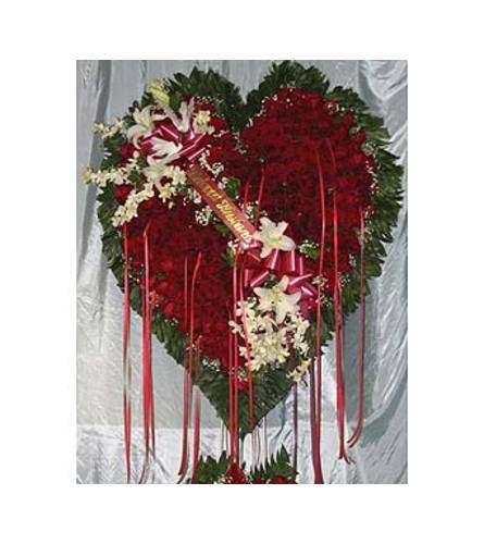 Bleeding Heart Red Roses with White Lillies GF-H6