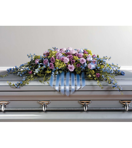 Delphinium and Lavender Rose Casket Spray SF22-11