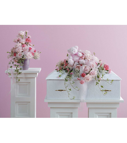Pink Infant Casket Spray with Plush SF62-12