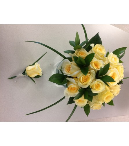 Bridesmaid Yellow Rose Bouquet Set