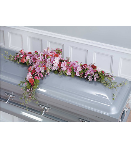 Pink and Magenta Cross Casket Spray