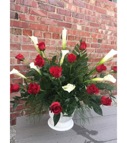 FUNERAL URN - RED AND WHITE