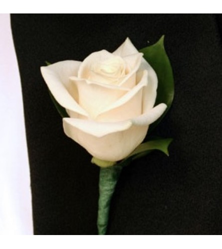 WHITE ROSE BOUTONNIERE FOR LAPEL * PROM