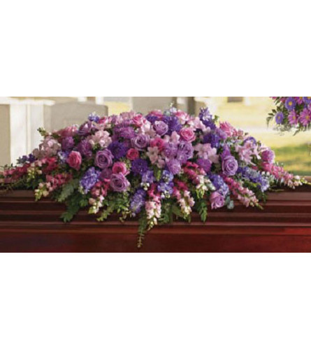 SHADES OF PURPLE & PINK CASKET SPRAY