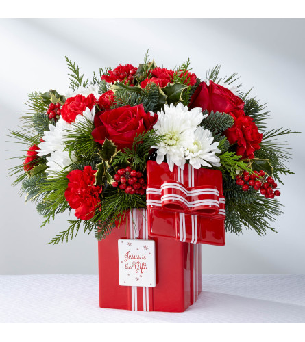 DaySpring® Jesus is the Gift™ Bouquet By FTD® - Deluxe. An arrangement by Lori's Hearts and Flowers.
