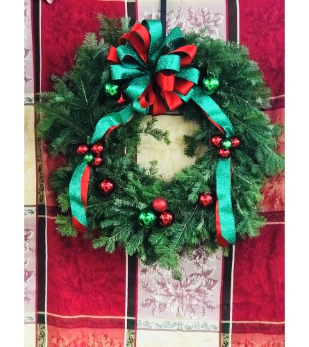 Green & Red Dazzling Balsam Wreath