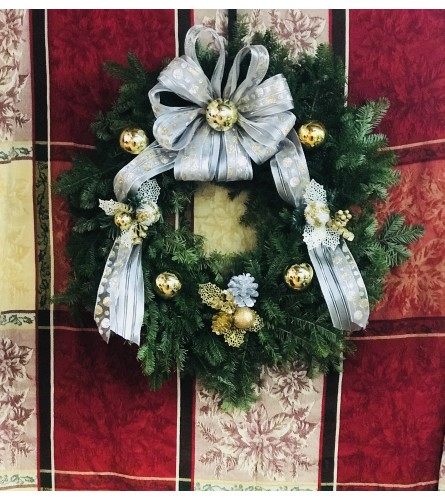 Silver & Gold Stunning Balsam Wreath