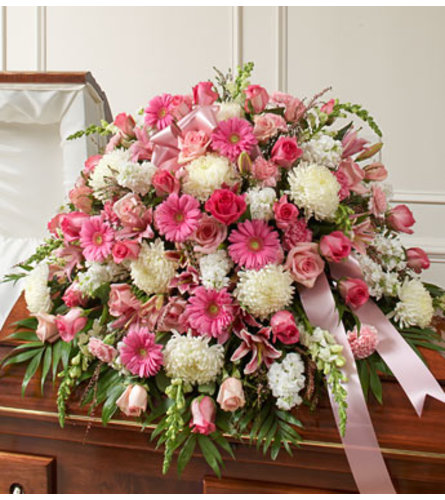 Pink and White Casket Spray