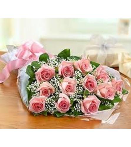 One Dozen Pink Roses