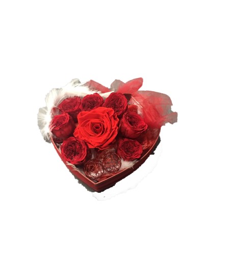 Preserved Roses with Heart Box - 3 sizes