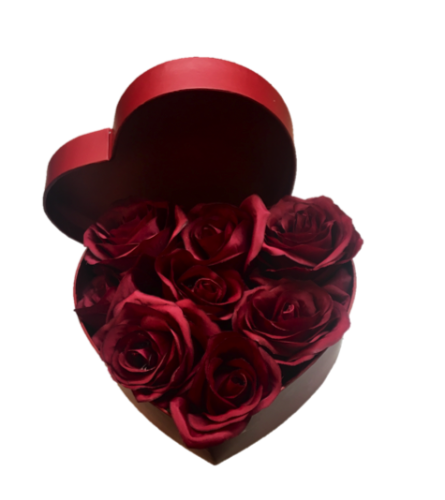 Fresh Red Roses in a Heart Box