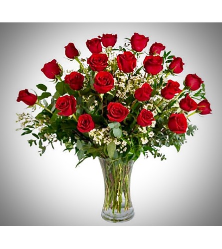 Two Dozen Red Roses Vased