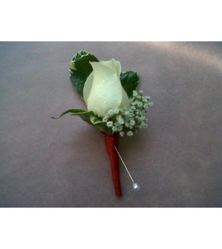 Boutonniere White Rose