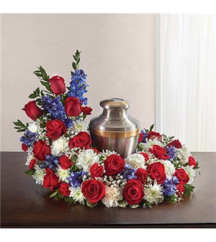 Cremation Wreath -Red, White and Blue