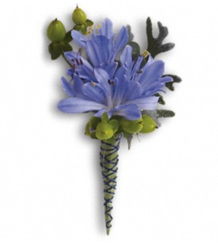 Bold in Blue Boutonniere