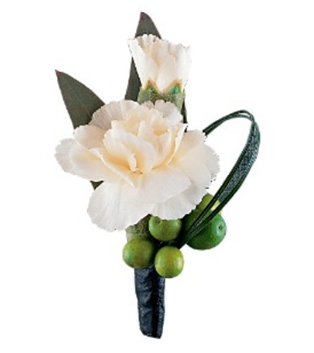 White Carnation & Foliage Boutonniere