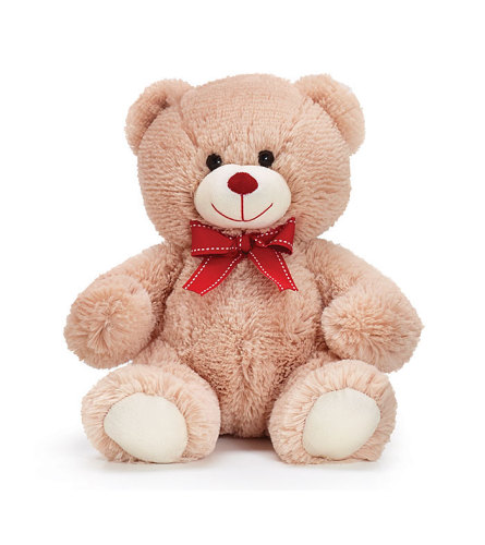 BEIGE BEAR WITH RED BOW