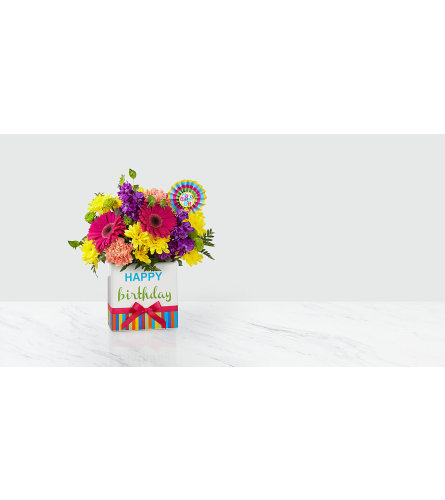 Happy Birthday Brights Bouquet - Standard. An arrangement by Flowers of Jacksonville.